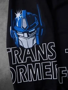 Transformers X SHEIN Tween Boy Sweatshirt & Sweatpants Set - Black - View 8