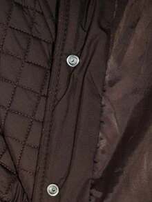 Aveloria Modichic Women's Coat Mid-Length Straight Quilted Stand Collar Single-Breasted Pockets Ribbed Cuffs Commute Brown Diamond Winter Jacket Office Outfit - Brown - View 8