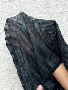 Jeanoix Y2K Street Style Snake Texture Flocked Tie-Dye Asymmetrical Shoulder Mini Dress - Multicolor - View 7