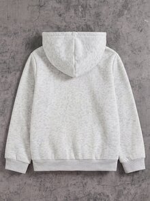 SHEIN Sparklyn 秋冬女童連帽拉鍊外套，街頭風混搭，保暖針織面料，微寬鬆版型預留成長空間，適合校園與街頭穿搭，瞬間變身活力女孩 - 灰色 - 查看 3