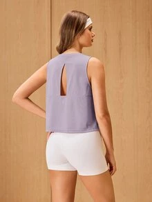 OutZeal Gym Top Women Sports Tank Workout Yoga Running Back Cut-Out Design Summer Tank - Dusty Purple - View 6