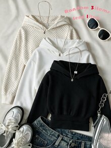 Teen Girl' Hooded Cut Sportswear, With A Tight Waist, Comfortable Fit, Slim And Tall, Sweet And Cool Versatile Style Fall Style - Black - View 1