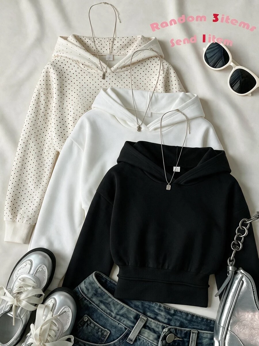 Teen Girl' Hooded Cut Sportswear, With A Tight Waist, Comfortable Fit, Slim And Tall, Sweet And Cool Versatile Style Fall Style - Black - View 1