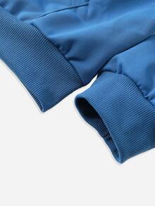 ROMWE MEN Street Life Men's Rhinestone Casual Versatile Daily Wear Hoodie - Blue - View 5