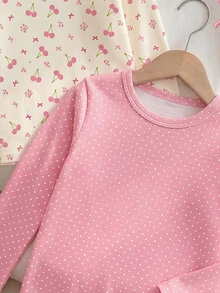 3pcs Girls Floral Cherry Bow Print Long Sleeve Crew Neck Tops, Casual Style For Autumn/Winter Wear - Multicolor - View 4