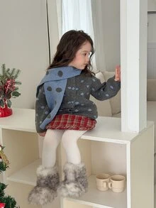 DAZY Infant (Girl) Long Sleeve Polka Dot Korean Style Autumn/Winter Mesh Cardigan - Grey - View 5
