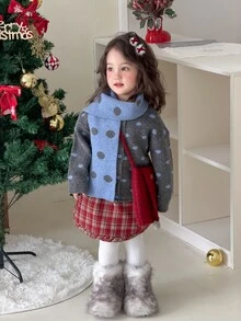DAZY Infant (Girl) Long Sleeve Polka Dot Korean Style Autumn/Winter Mesh Cardigan - Grey - View 8