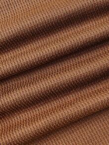EMERY ROSE Women's Casual Knit Pullover Long-Sleeved Herringbone Sweater With Half-Open Neckline - Brown - View 5