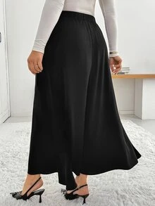 Shapeblank Women's Plus-Size Black Skirt – Elegant, Comfortable, Versatile, Slimming, With Pockets (Suitable For Spring & Autumn),Bottom,Work Wear, Skirt Outfits - Black - View 3