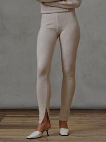 MUSERA Legging Rajut Ketat Model Skinny untuk Musim Gugur dan Musim Dingin, Cocok untuk Sehari-hari, Kasual, untuk Acara Jalan-jalan, Gaya Keren, Festival, dan Pesta. - Aprikot - View 2