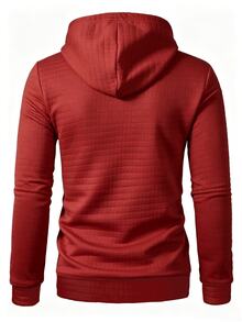 Manfinity Homme Hoodie Pria Warna Polos untuk Pakaian Kasual Sehari-hari - Merah - View 2