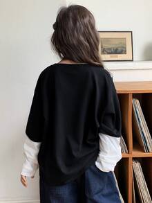 Dazy Kids 青少年女孩秋季服飾 女孩 (大號) 半高領抓絨內裡修身百搭T恤 - 藏蓝色 - 查看 8
