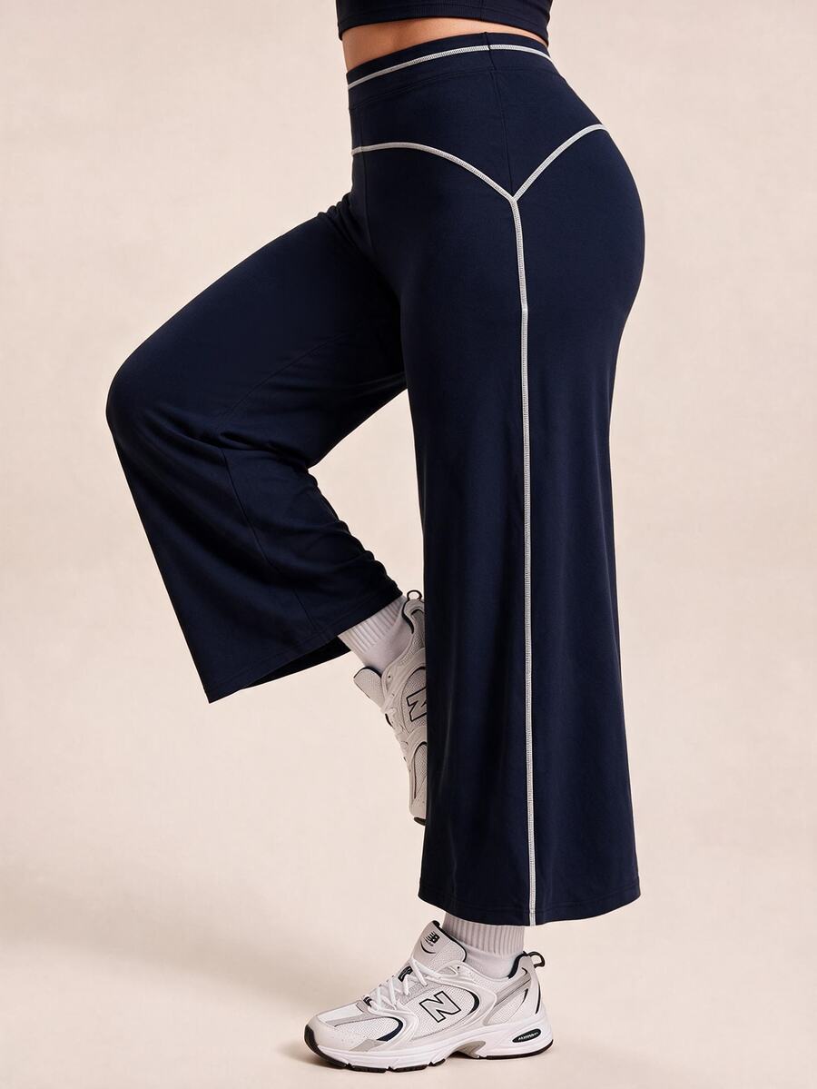 Dewbera Dewbera Women's Plus Size High Waist Wide Leg Loose Fit Sports Pants - Multicolor - View 1