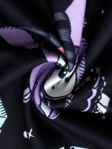 HELLO KITTY AND FRIENDS | SHEIN Tween Girl Cartoon Print Short Sleeve Loungewear Dress - Black - View 6