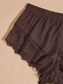 Lullawish Contrast Lace Triangle PJ Set - Rust Brown - View 4