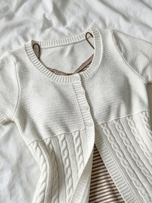 Sunspun Plus Size Women's Slim Fit Tummy-Hiding Flattering Long Sleeve Cardigan Sweater, Suitable For Daily Wear - White - View 7