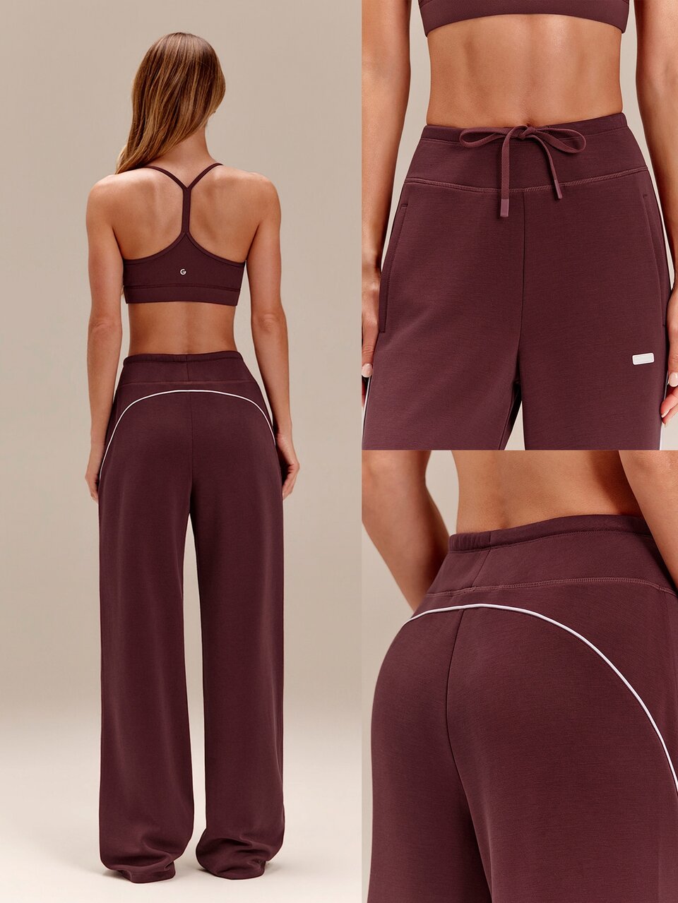 SoftCalm Modal Silky-Smooth Comfy Drawstring Waist Relaxed Fit Contrast Color Leg-Lengthening Sweatpants With Side Pockets Casual Spring