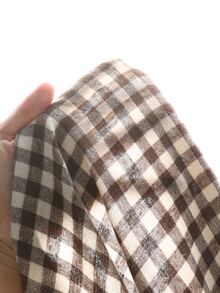 Tween女孩長袖格紋收腰蝴蝶結誇張領長洋裝 秋冬款 - 卡其色 - 查看 8