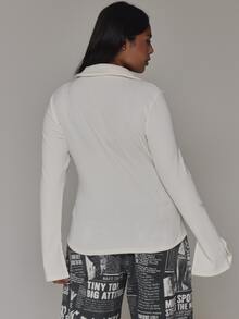 MUSERA بلايز مقاسات كبيرة - بيج - مشاهدة 5