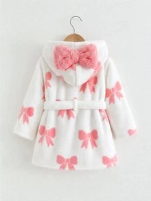 SHEIN Baby Girl Cute Bow Fluffy Pajamas - Pink - View 2