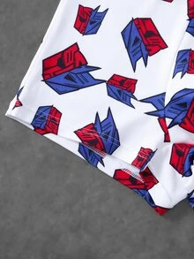 Transformers X SHEIN سروال داخلي رجالي كاجوال بحزام خصر مطبوع عليه حروف - أبيض - مشاهدة 5