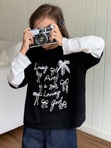 Dazy Kids 青少年女孩秋季服飾 女孩 (大號) 半高領抓絨內裡修身百搭T恤 - 藏蓝色 - 查看 1