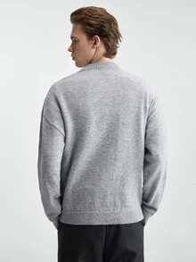 RONVEXI Men's Solid Color Casual Versatile Daily Wear Long Sleeve Sweater - Grey - View 6