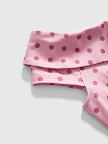 Sweetness Autumn/Winter Sweet Girl Pink Polka Dot Boat Neck Collar Women's Top - Pink - View 3