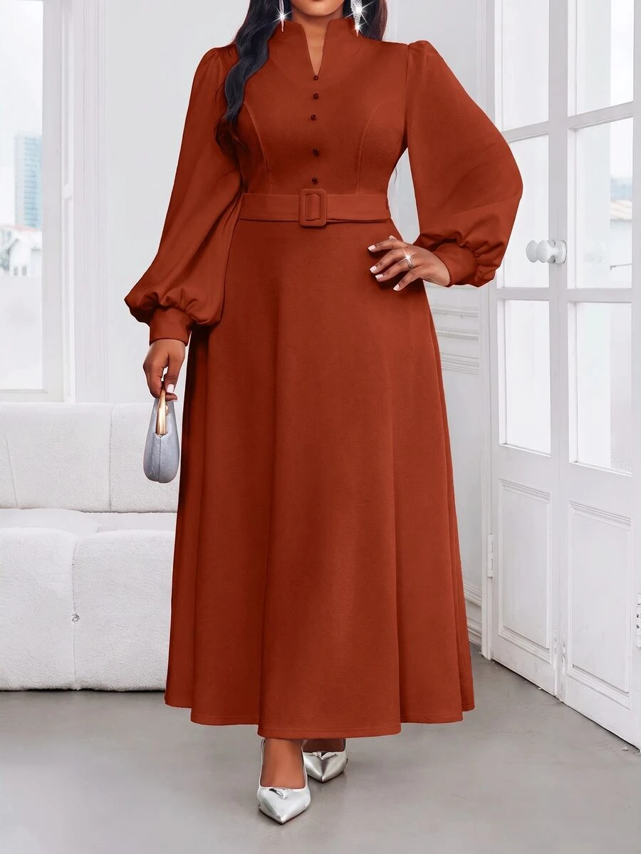 SHEIN Lady 春夏秋冬優雅休閒通勤 - 鏽棕色 - 查看 1