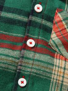 SHEIN 4-7 Years Old Boys Christmas Suspenders Set Plaid & Striped Pattern, Suitable For Birthday Party - Red - View 10