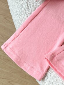 SHEIN Baby Girl T Shirt Set Pink Striped Knit Cute Sets Matching Sets - Pink - View 6
