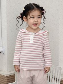 DAZY Infant/Toddler (Girl) Collared Long Sleeve Autumn/Winter Top - Pink - View 3