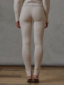 MUSERA Legging Rajut Ketat Model Skinny untuk Musim Gugur dan Musim Dingin, Cocok untuk Sehari-hari, Kasual, untuk Acara Jalan-jalan, Gaya Keren, Festival, dan Pesta. - Aprikot - View 3