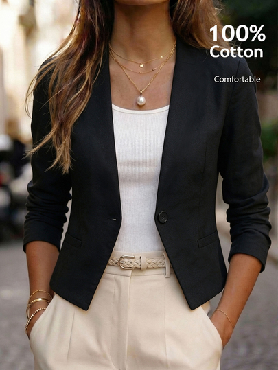 EMERY ROSE Women's Solid Color Slim Fit Double Breasted Blazer Jacket For Office & Casual Wear
