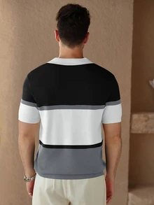 Core Aspect Men's Colorblock Casual Daily Knit Top - Multicolor - View 2