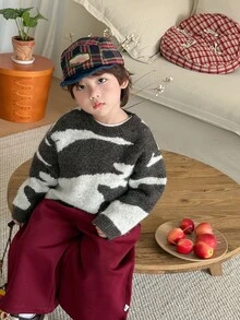 DAZY Infant (Boy) Round Neck Colorblock Casual Long Sleeve Sweater - Light Grey - View 3