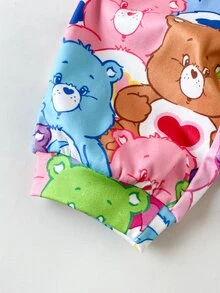 SHEIN X Care Bears 2件組女童休閒百搭彩色卡通圖案圓領寬鬆長袖套頭上衣與長褲套裝，適合日常穿著、室內、拍照、假期、生日，秋冬適用 - 彩色 - 查看 4