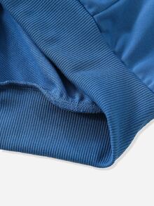 ROMWE MEN Street Life Men's Rhinestone Casual Versatile Daily Wear Hoodie - Blue - View 7