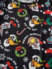 LOONEY TUNES X SHEIN Tween Boy All-Over Print T-Shirt - Black - View 5
