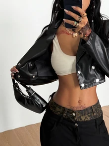 Coolane 女款秋冬街頭風短版西裝外套 - 黑色 - 查看 7