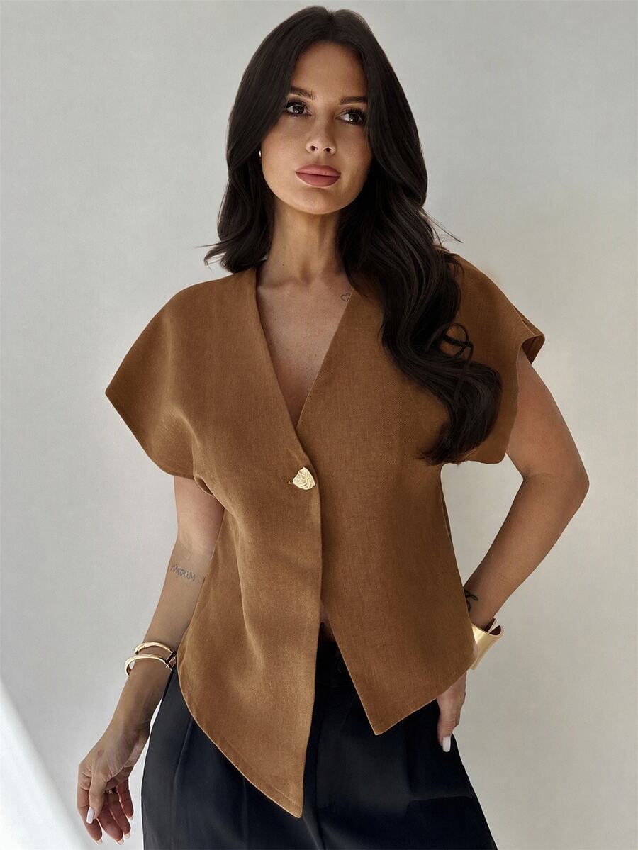 Firerie Women's Solid Color Casual Versatile Daily Travel Jacket - Camel - View 1