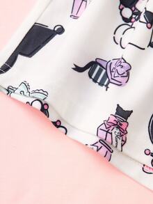 HELLO KITTY AND FRIENDS | SHEIN Tween Girls Cartoon Print Spaghetti Strap Top & Shorts Loungewear Set - White - View 4
