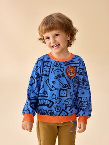 Blippi X SHEIN كنزة صوفية بطبعة كاملة للأولاد الصغار - متعدد الألوان - مشاهدة 4