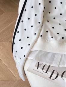 INAWLY Women's Polka Dot Colorblock Casual Daily Long Sleeve Sweatshirt - White - View 4