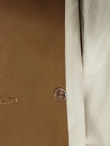 Aveloria Modichic Women's Loose Waist Belt Coffee Color Draped Drop Shoulder Double-Breasted Blazer - Coffee Brown - View 8