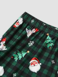 Chillnights Plus Size Women's Christmas Tree Print Long Sleeve Top And Pants Pajama Set - Green - View 4