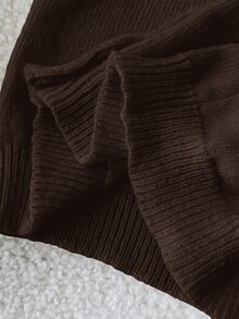 SHEIN 少女純色長袖單排扣休閒針織開襟衫 - 棕色 - 查看 6