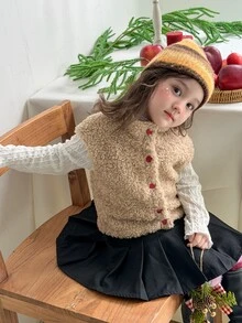 DAZY سترة كاجوال متعددة الاستخدامات للارتداء اليومي بلون موحد للبنات الصغيرات - كاكي - مشاهدة 5