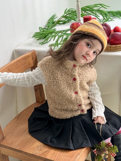 DAZY Baby Girl Solid Color Casual Versatile Daily Wear Vest