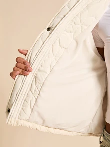 Travachic Women's Button Long Sleeve Casual Cottagecore Quilted Pocket Jacket, Autumn/Winter New, Suitable For Daily Commute, Warm Everyday Travel Off-White - White - View 8